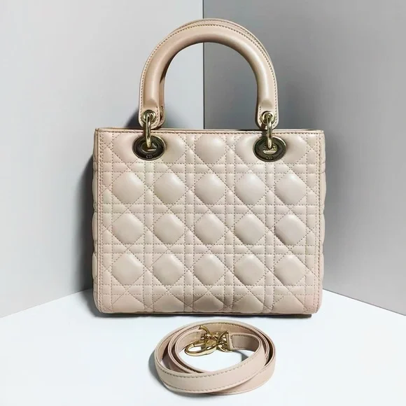 Dior Light Pink Cannage Leather Lady Dior Bag - Picture 2 of 11
